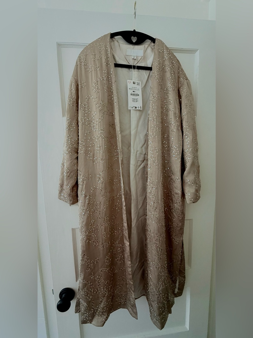 Zara Sequin Kimono Jacket | Taupe Gray XS-S | Sequined